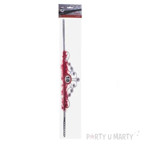 tiara urodziny 18 traffic birthday srebrno czerwona