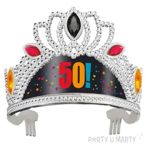 tiara urodziny 50 srebrna unique