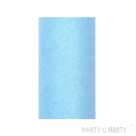 tiul z brokatem blekitny 15 cm x 9 m