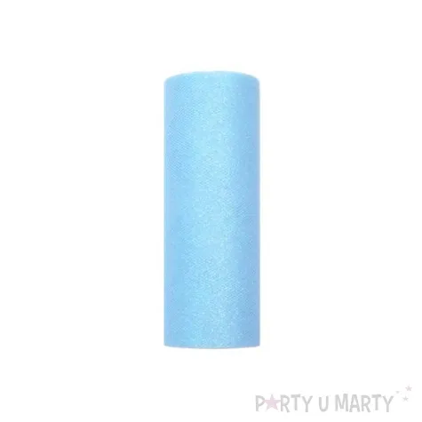 tiul z brokatem blekitny 15 cm x 9 m