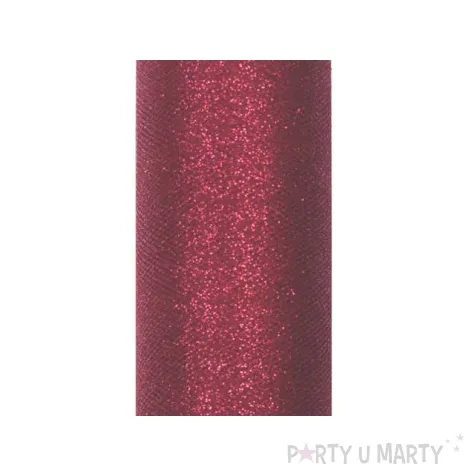 tiul z brokatem bordowy 15 cm x 9 m