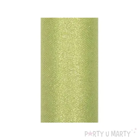 tiul z brokatem zielony jasny 15 cm x 9 m