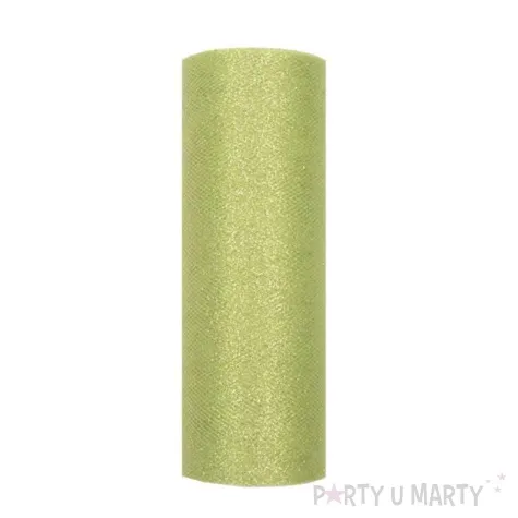 tiul z brokatem zielony jasny 15 cm x 9 m