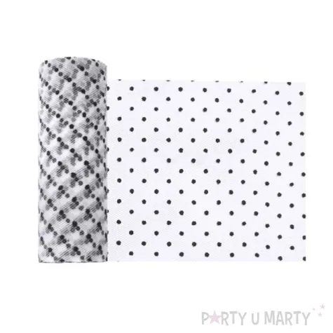 tiul z kropkami 15cm x 9m bialy 1 szt