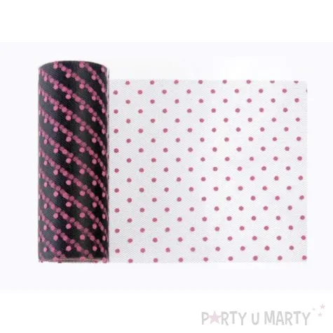 tiul z kropkami 15cm x 9m czarny 1 szt