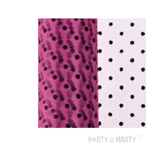 tiul z kropkami 15cm x 9m rozowy 1 szt