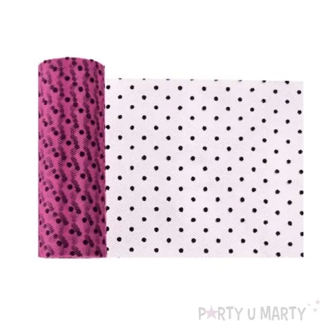 tiul z kropkami 15cm x 9m rozowy 1 szt