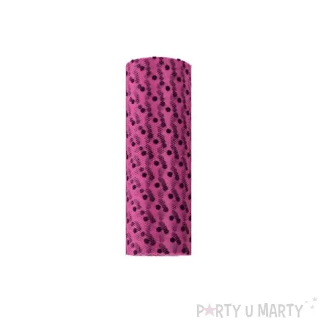tiul z kropkami 15cm x 9m rozowy 1 szt
