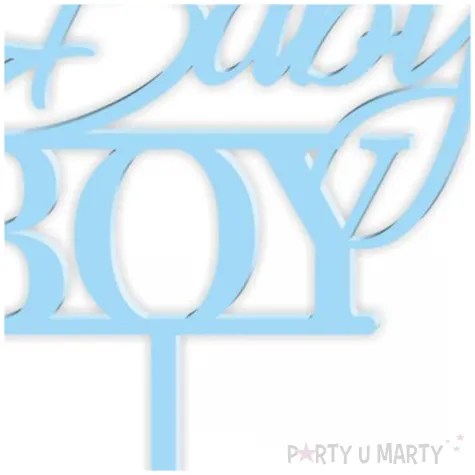 topper akrylowy baby shower baby boy niebieski 19x13 cm