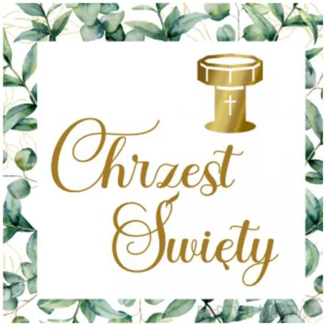 topper chrzest swiety kwadratowy eukaliptus 20 cm