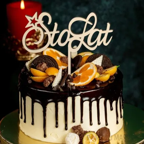 topper drewniany 100 sto lat 15x17 5 cm