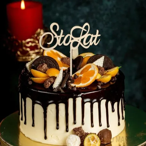 topper drewniany 100 sto lat classic 15x17 5 cm