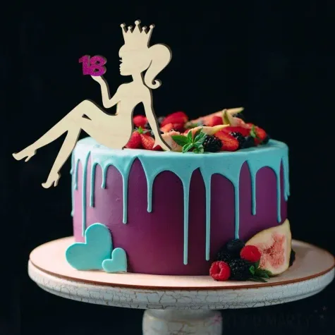 topper drewniany 20 urodziny hot laska roz holo 13 x 16 5 cm