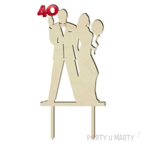 topper drewniany 40 urodziny gentelmana red holo 9 5 x 19 cm