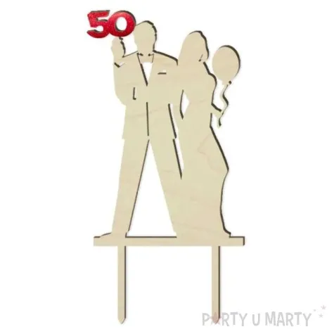 topper drewniany 50 urodziny gentelmana red holo 9 5 x 19 cm