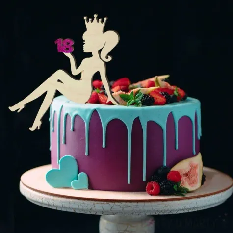 topper drewniany 70 urodziny hot laska roz holo 13 x 16 5 cm