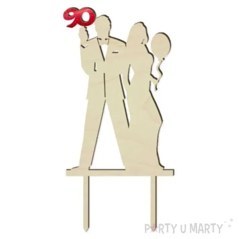 topper drewniany 90 urodziny gentelmana red holo 9 5 x 19 cm