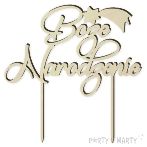 topper drewniany boze narodzenie z gwiazda 17 5x18 5 cm