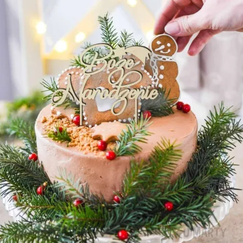 topper drewniany boze narodzenie z gwiazda 17 5x18 5 cm