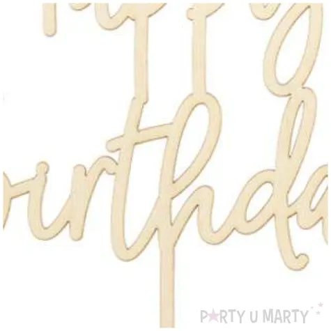 topper drewniany happy birthday naturalny partydeco 1szt
