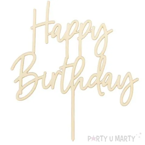 topper drewniany happy birthday naturalny partydeco 1szt
