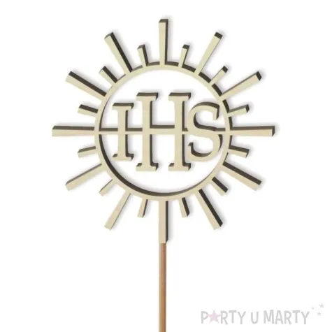 topper drewniany komunia sw ihs promienie 24 cm