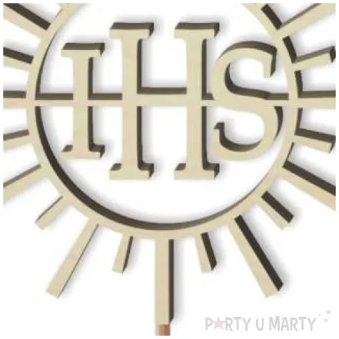 topper drewniany komunia sw ihs promienie 24 cm