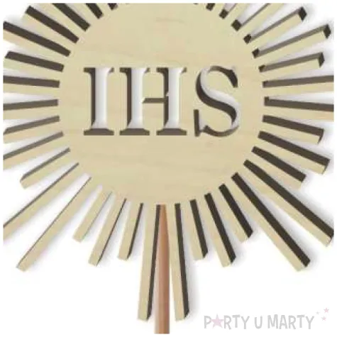 topper drewniany komunia sw ihs promyki 24 cm