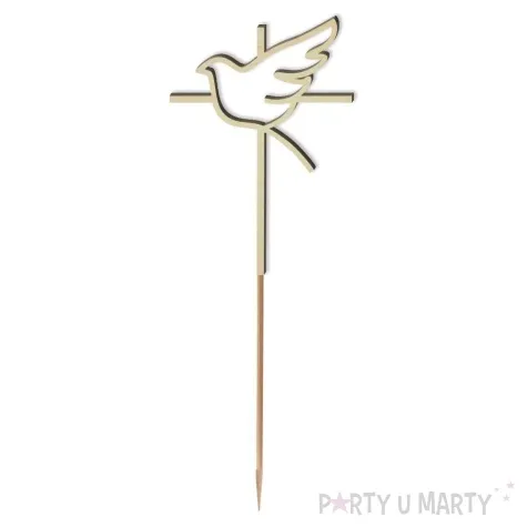 topper drewniany komunia sw krzyz i golebica 24 cm