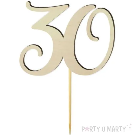 topper drewniany liczba 30 18 cm