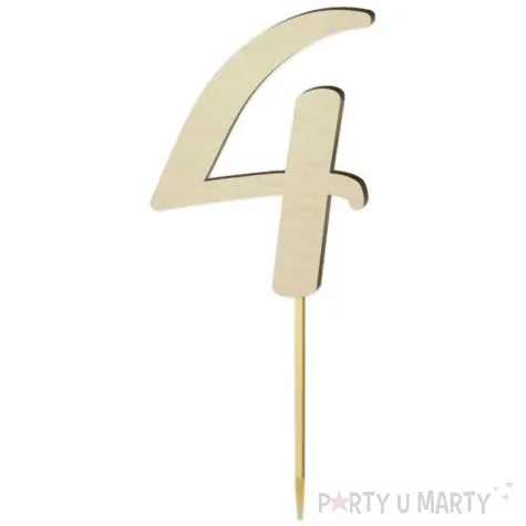 topper drewniany liczba 4 18 cm