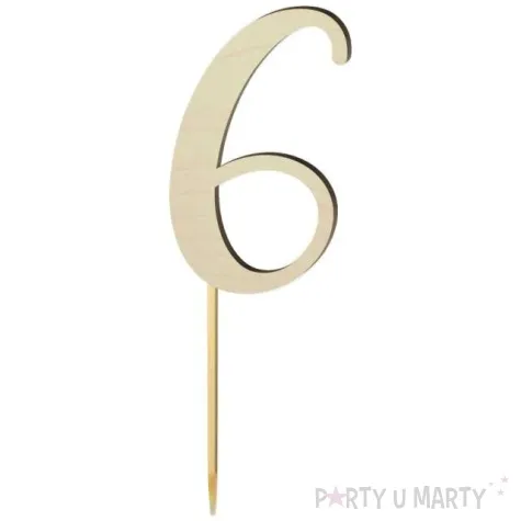 topper drewniany liczba 6 18 cm