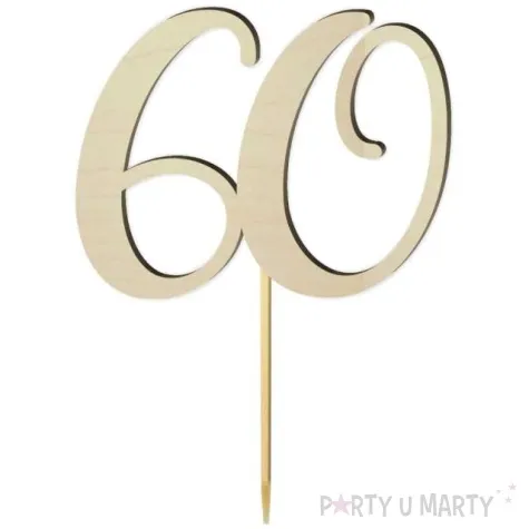 topper drewniany liczba 60 18 cm