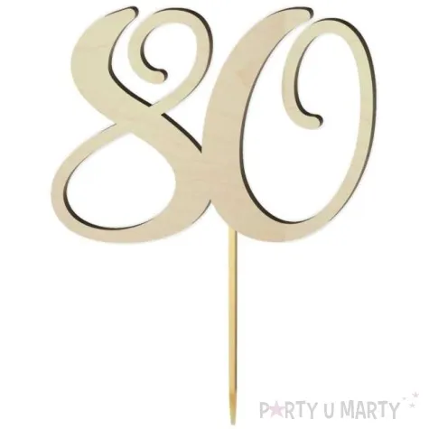 topper drewniany liczba 80 18 cm