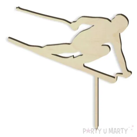 topper drewniany narciarz 14x14 cm