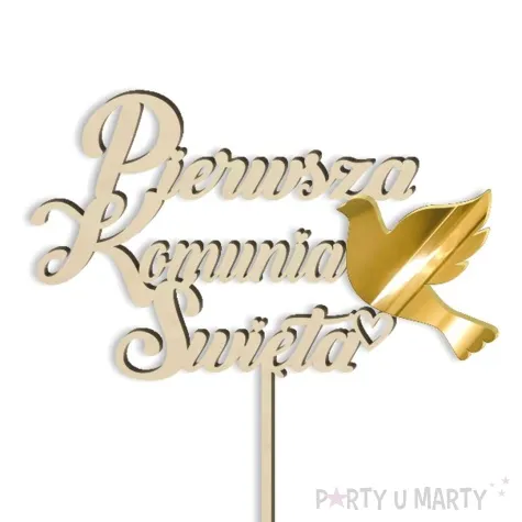 topper drewniany pierwsza komunia sw golebica 14 x 15 cm