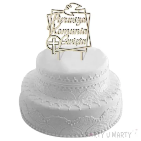 topper drewniany pierwsza komunia sw golebica drewno 19 5 cm