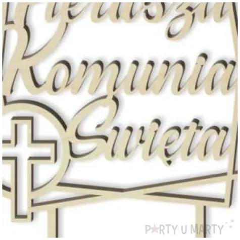 topper drewniany pierwsza komunia sw golebica drewno 19 5 cm