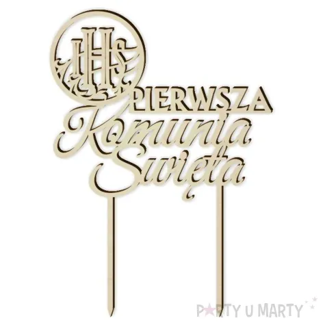 topper drewniany pierwsza komunia sw ihs kolko 13 x 18 cm