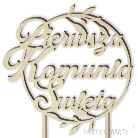 topper drewniany pierwsza komunia sw kolo drewno 19 5 cm