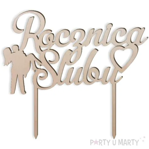 topper drewniany rocznica slubu 15 5x16 cm