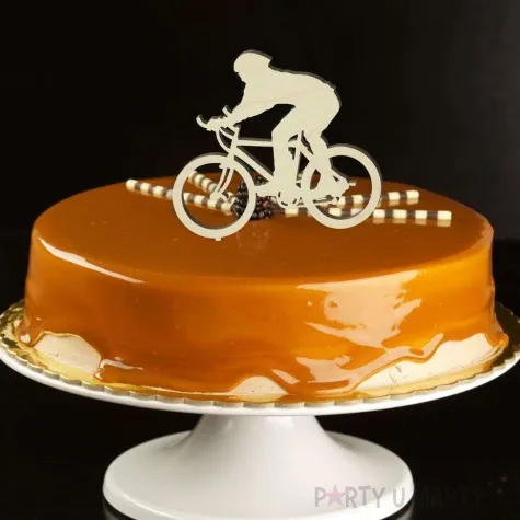 topper drewniany rowerzysta 11x15 5 cm