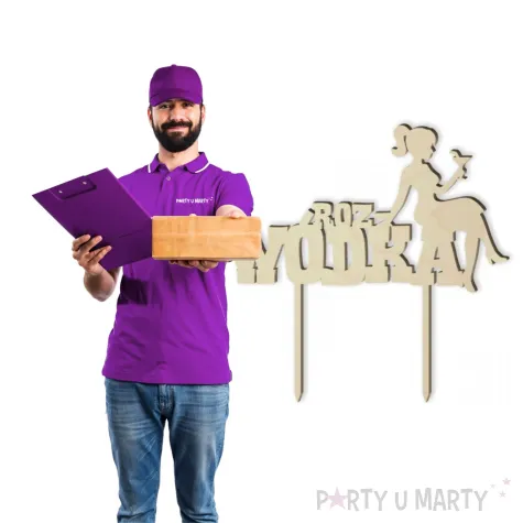 topper drewniany roz wodka 16 x 18 cm