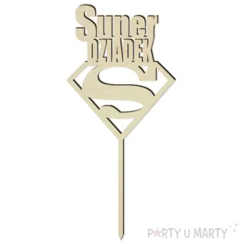 topper drewniany super dziadek 9 5x22 cm