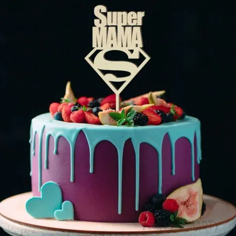 topper drewniany super mama 9 5x22 cm