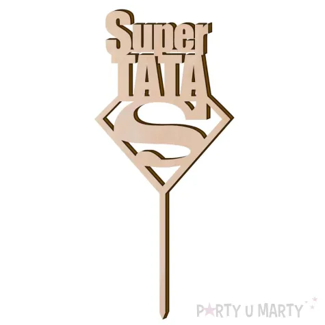 topper drewniany super tata 9 5x22 cm