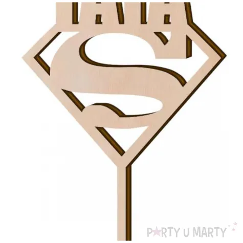 topper drewniany super tata 9 5x22 cm