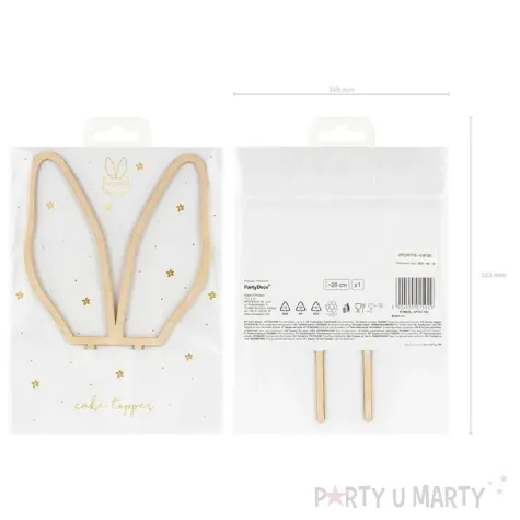 topper drewniany uszy krolika partydeco 20 cm