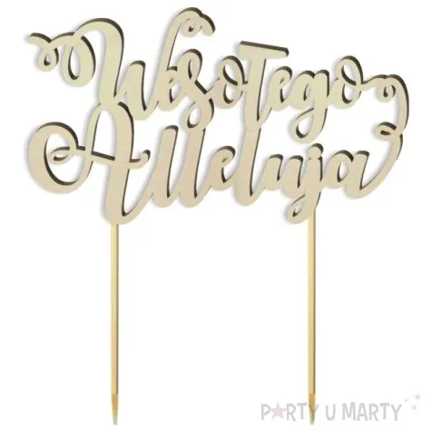 topper drewniany wesolego alleluja z zawijasem 17 5 cm