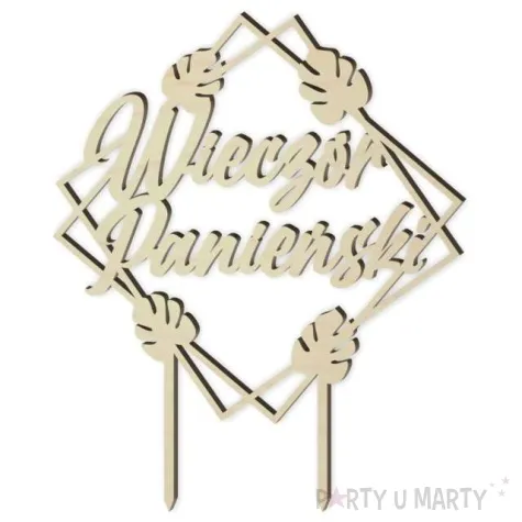 topper drewniany wieczor panienski kwadrat 15 x 18 cm